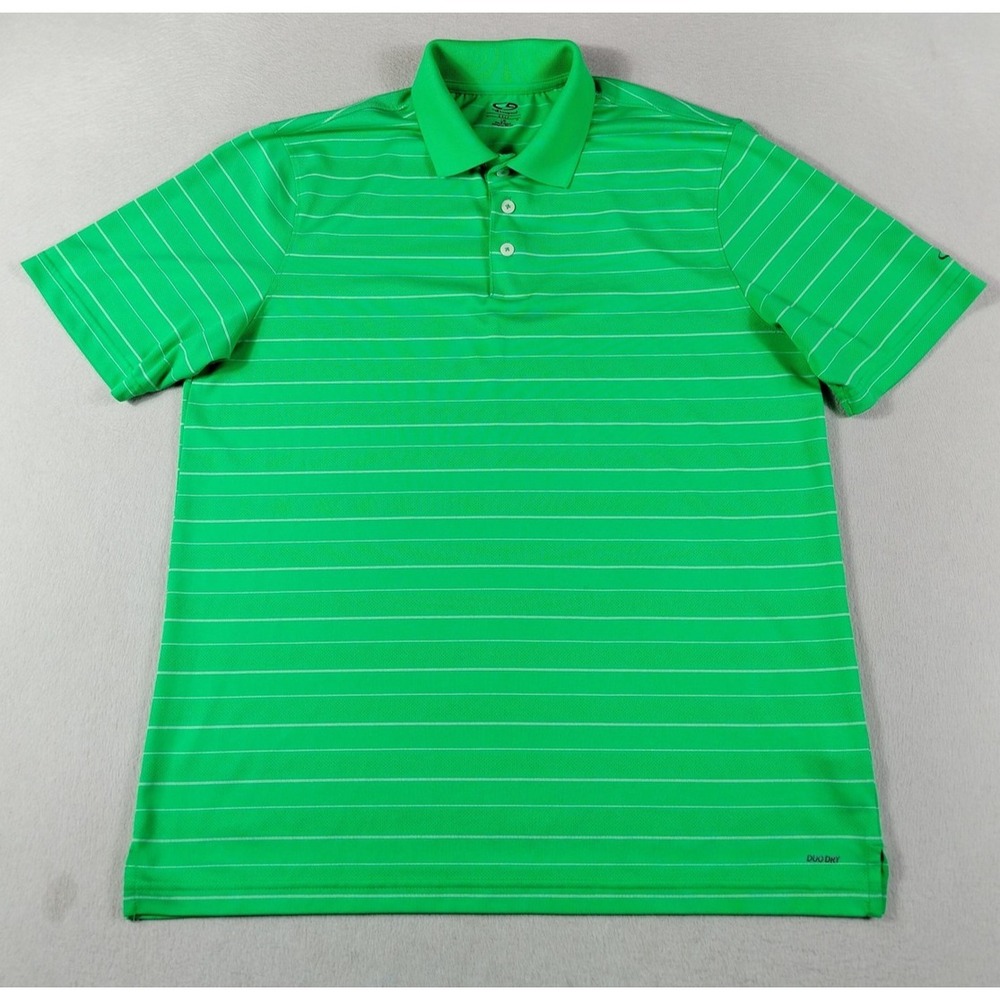 C9 By Champion Polo Shirt Mens‎ Large Green Stripe Duo Dry Performance Golf